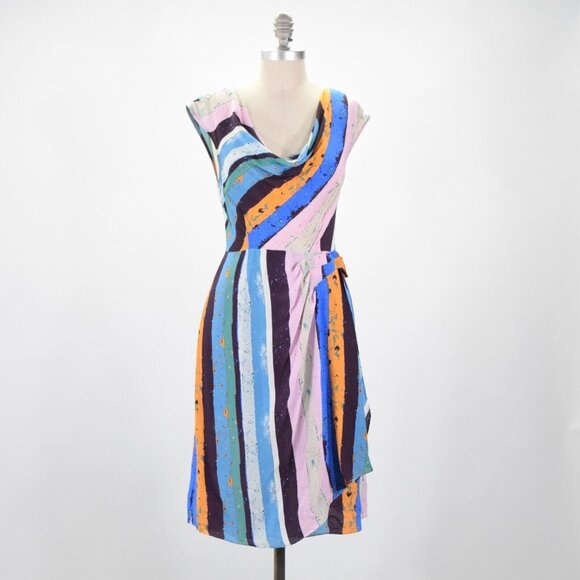 ❌SOLD❌Plenty by Tracy Reese Striped Silk Open-Back Mini Dress - Picture 1 of 8